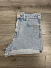 Pantaloncini donna Stradivarius Mom slim fit vita alta blu denim EUR 42 UK 14