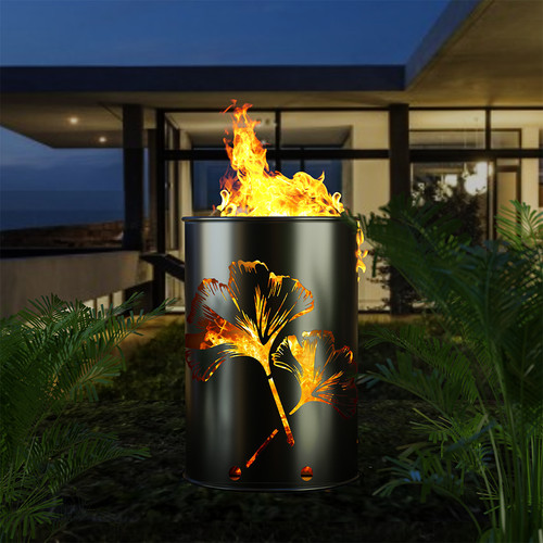 Bidone fuoco foglia - di, ginko