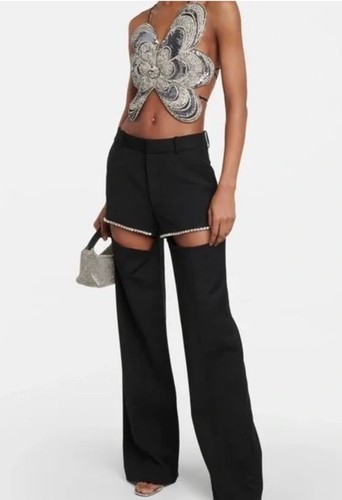 Area pantalone nero con spacco - area,