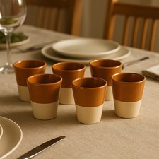Set 6 Bicchieri in Terracotta Semi Smaltati – Artigianato Italiano