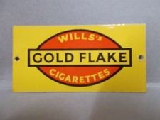 Vintage Metal Advertising Sign WILLS GOLD FLAKE New Old Shop Stock C.1947 Milbro