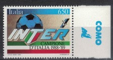 INTER SCUDETTO 1988-1989 NUOVO CON BORDO DI FOGLIO CON APPENDICE COMO ANNO 1989