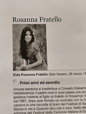 AUTOGRAFO ORIGINALE ROSANNA