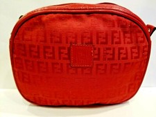 Pochette/spalla FENDI autentica monogramma tela rossa e bordo pelle anni 80 vintage 