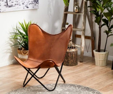 Sedia in pelle farfalla fatta