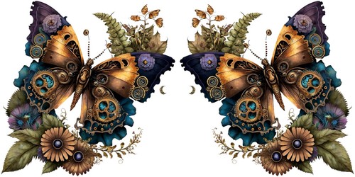Adesivo steampunk farfalla - steampunk,