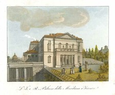Stampa antica originale L'I. e R. Palazzo della Meridiana a Firenze - Toscana