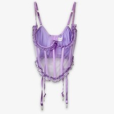 Corsetto vintage viola pastello pizzo busto aperto anni 80 lingerie taglia 36