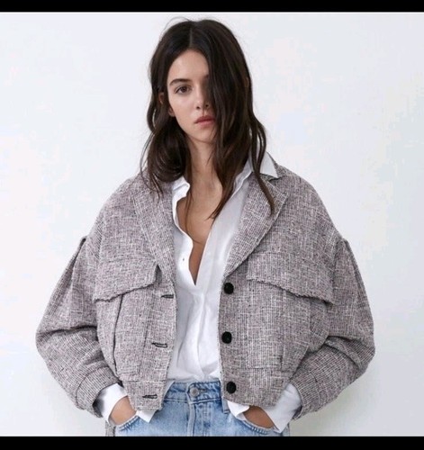 Zara giacca tweed con tasche - tweed,