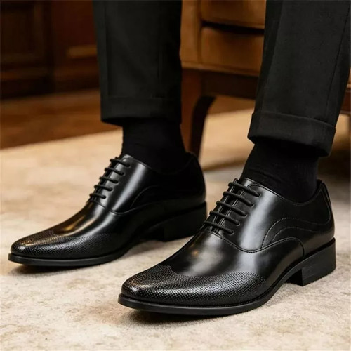 Scarpa elegante uomo nera con - nera,
