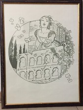 Z QUADRO DI MILO MANARA "PROVA DI STAMPA PER IL MANIFESTO DEL CLUB DI GIULIETTA"