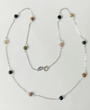 Collana in argento 925 con dischi di tormaline naturali colorate e sfaccettate