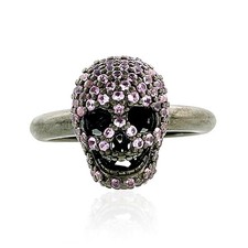 Anello teschio zaffiro rosa da