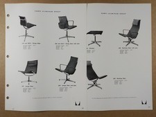Gruppo sedie Eames alluminio ottomano Herman Miller 1964 pagine catalogo originali