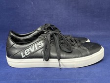 LEVI'S UK 8 WOODWARD SCARPE DA GINNASTICA/SNEAKERS IN PELLE NERA OTTIME