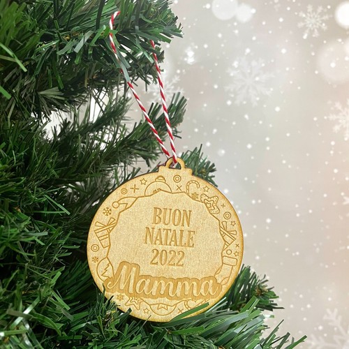 Pallina natale legno - pallina,