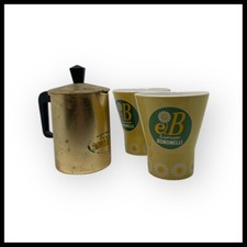 1960ca * Set Infusore + 2 Tazze in Metallo/Ceramica "Espresso Bonomelli" (B-)