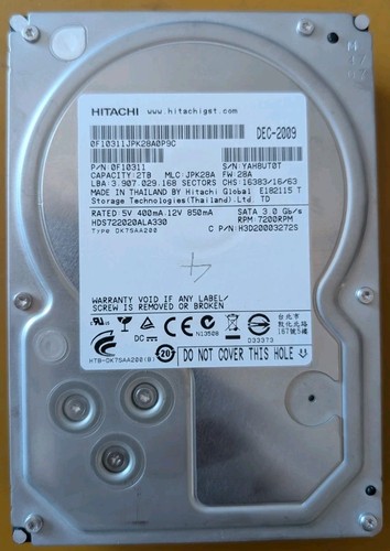 Hitachi 2tb sata hard drive - hitachi,