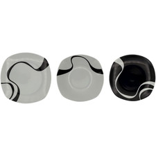 Omniacasa Kyo – Servizio Piatti 18 Pezzi Porcellana Bicolore Nero/Bianco Lucido