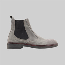 Stivaletti Chelsea Beatles Cerniera Camoscio Tortora Scarpe Uomo Made in italy