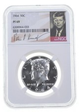 1964 PF69 Proof Kennedy mezzo dollaro NGC classificato - moneta bianca senza macchie PR