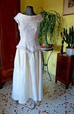 ABITO DA SPOSA VINTAGE IN RASATELLO E PIZZO RICAMATO IN ORO ROBELLA SPOSE N 18