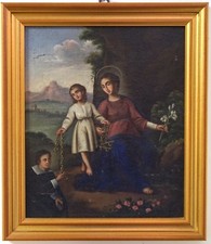 800'-MADONNA DELLA CATENA CON IL BAMBINO GESU'-OLIO SU TELA CON CORNICE DOARATA