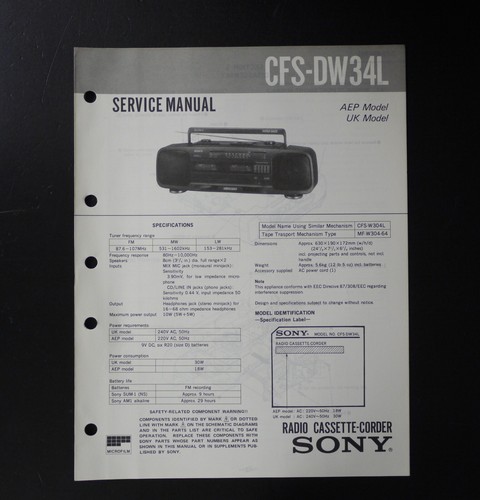 Originale sony cfs dw34l - cfs-dw34l, radio