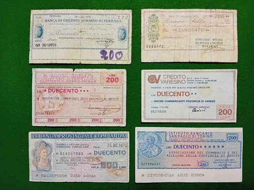 Miniassegni 200 lire anno - da,