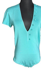 Body donna turchese manica