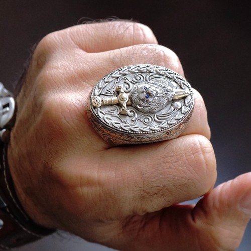 Anello massiccio leone - anello,