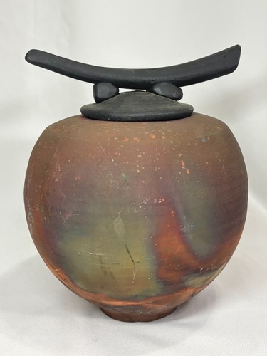 Urna rotonda ceramica raku - urna,
