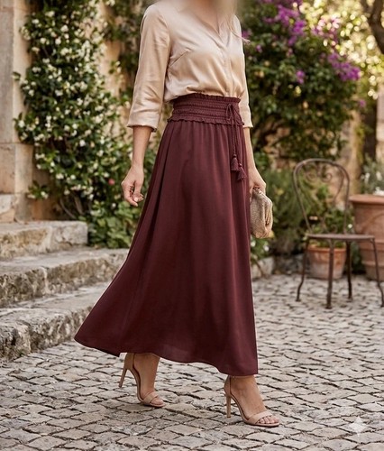 Gonna midi zara - midi, marrone