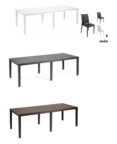 Tavolo poli rattan allungabile - rattan,