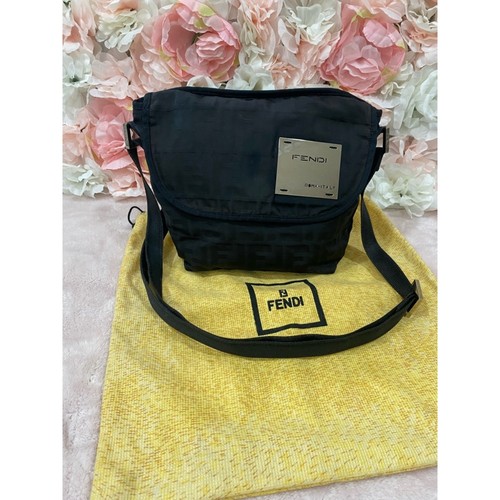 Fendi black nylon messenger - black,