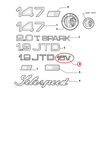 Logo sigla modello 16v - sigla, ''16v''