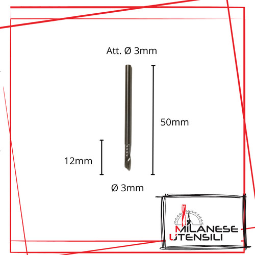 Fresa elicoidale ø3x12x50 - elicoidale,