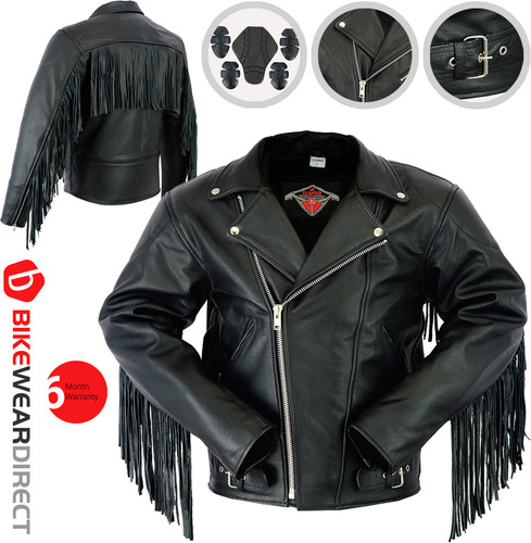 Giacca moto pelle nappa frange - nappa,