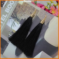 Orecchini da Donna pendenti lunghi Neri Vintage per Ragazze Nappine Burlesque