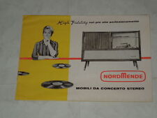 PUBBLICITA' NORDMENDE-"  MOBILI DA CONCERTO STEREO  "ANNO  1960-RARO INTROVABILE
