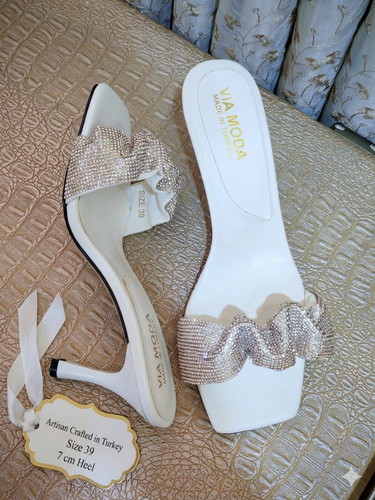 Sandali ciabatte tacco bianco
