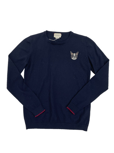 Felpa gucci navy ricamata - gucci,