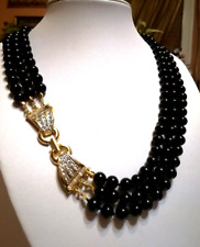 COLLANA '60 3 FILI CM.50-60 PERLE-NERE COLTIVATE,CHIUSURA ORO GIALLO: BELLISSIMA