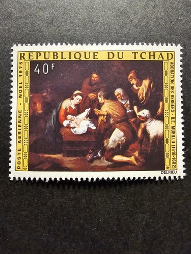 Timbro ciad natale quadri - ciad,