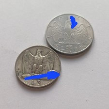 Vecchie Monete Regno D Italia 5 Lire 1927 + 1 Lira 1939  Ag 835 G 5 Lotto 1723