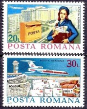 Romania 1977 Servizio Postale Posta Postino Lettere Giornale Cassetta Postale Aereo