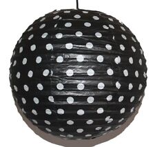 710 Lampione 1 Pz. Lanterna Carta Lampada Nero Bianco Puntini Rotondo 40 CM