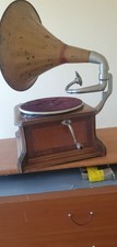 Antico Grammofono D'Epoca Anni 10 a Tromba  Funzionante, targa originale 
