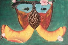 Dipinto surrealista su tavola – Autoritratto Butterfly, 1opera Unica, Collage