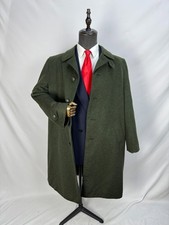 Cappotto Uomo Vintage Originale Tiroler Loden Lana Loden Verde Soprabito US 46R 48R